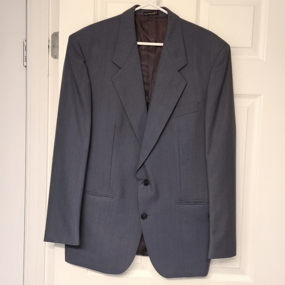 BOULEVARD CLUB UNION MADE WOOL BLAZER MENS NAVY BLUE FORMAL SUIT JACKET VINTAGE - Picture 2 of 7